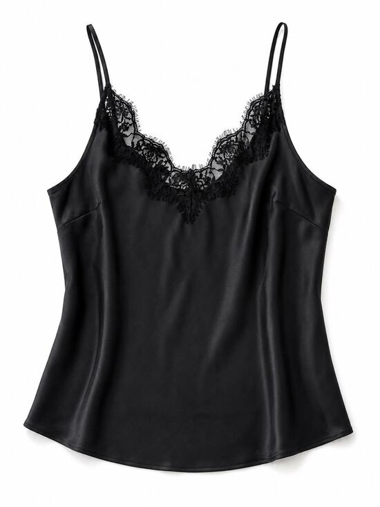 Brit.ny Tops - BRIT.NY Women’s Black Satin Lace Trim Cami Tank Top 2X Plus Size NWT